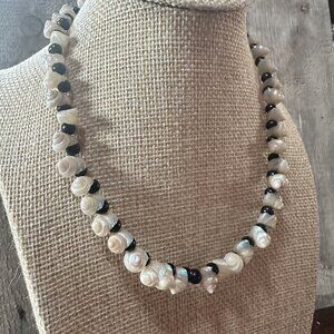 Vintage Iridescent Pearlized Turbo Shells Choker Necklace